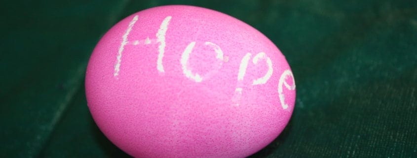 Easter egg with Hope written on it.