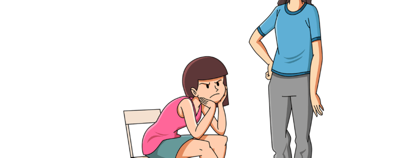 Cartoon of angry teen being lectured by parent